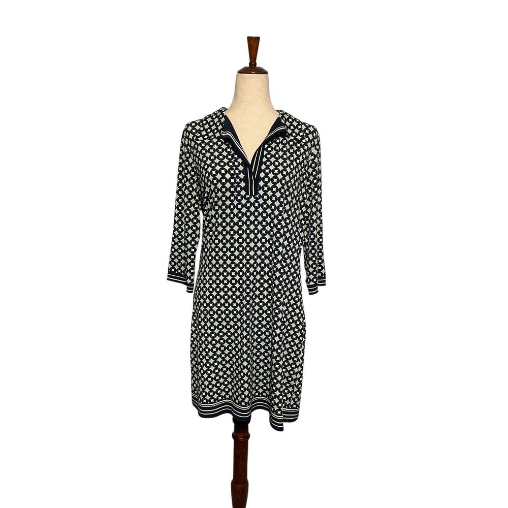 Max Studio Geometric Black & White Shift Dress L